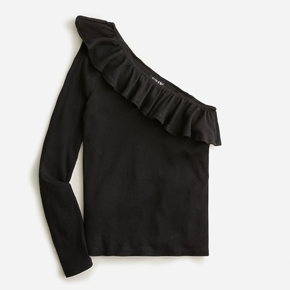 J Crew Item BM318 One-shoulder ruffleneck top in vintage rib